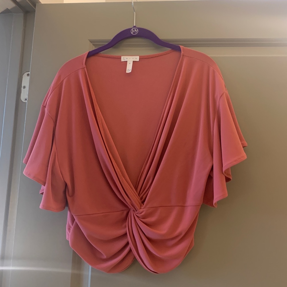 Leith Pink Criss Cross Crop Top size Medium